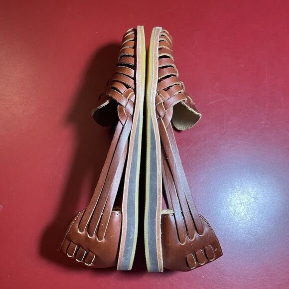 Nisolo Huarache Flats Womens 6.5 Brown Leather Woven Comfort Travel Boho Artsy - Picture 2 of 16